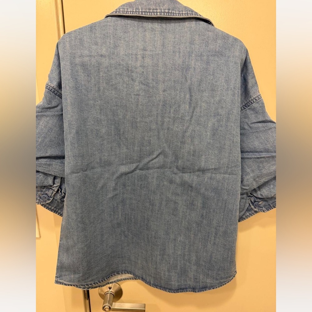 NEW Brochu Walker The Kate Denim Shirt Atlantic Wash XS Blouson Sleeve - Picture 7 of 7